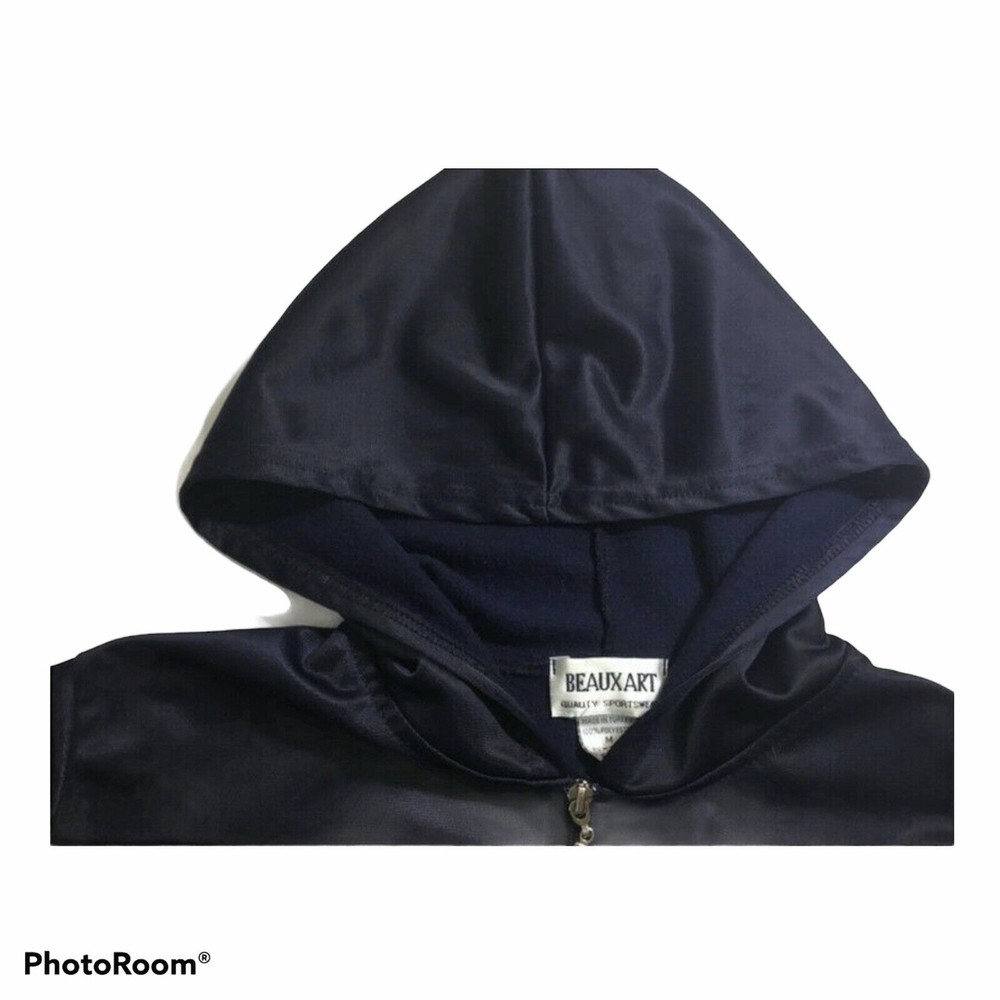 Beaux Art Quality Sportswear Sport Jacket Medium Navy/White Hooded Zip Front EUC - Picture 6 of 6